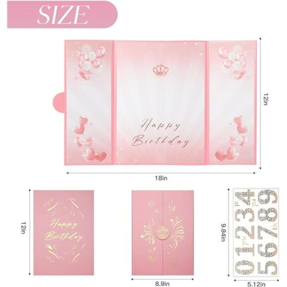 Pink Gold Birthday Guestbook Sign In Board Party Decoration Keepsake Display - Picture 2 of 8